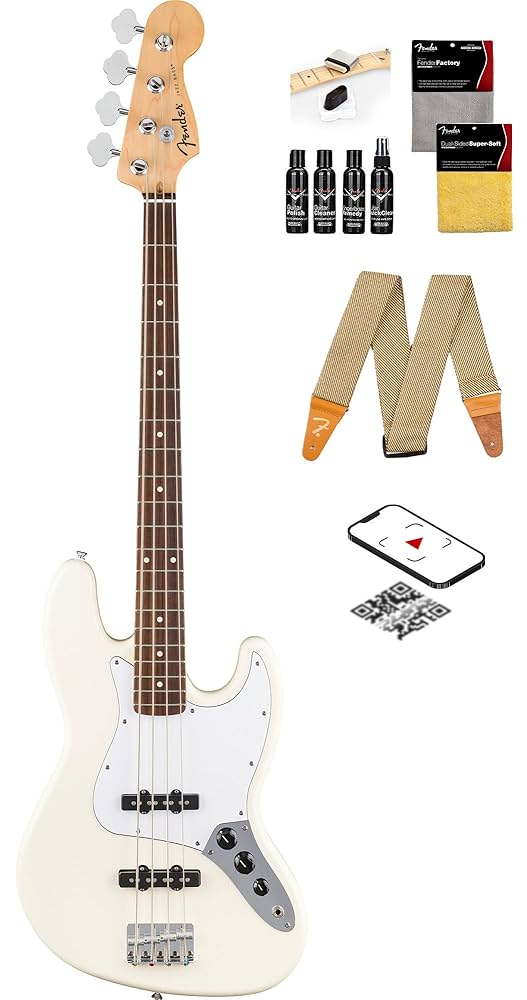 Amazon.com: Fender Standard Jazz Bass - Olympic White Bundle